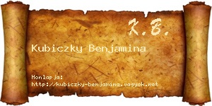 Kubiczky Benjamina névjegykártya